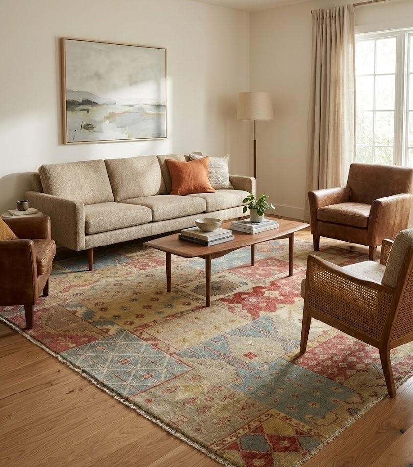 Multicolored Geometric 8X10 Patchwork Oriental Rug - 3