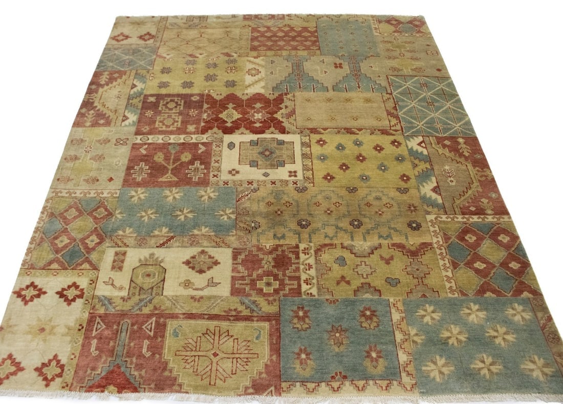 Multicolored Geometric 8X10 Patchwork Oriental Rug - 4