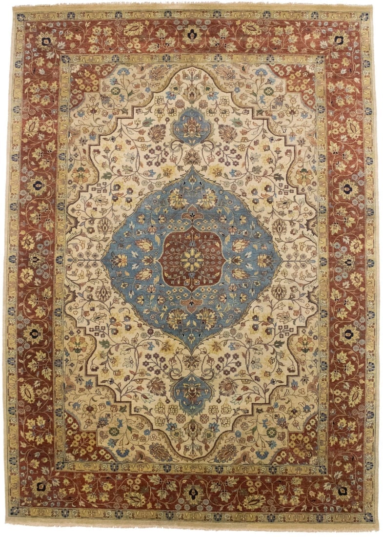 Beige Floral 10X14 Rare Heriz Serapi Oriental Rug - 2