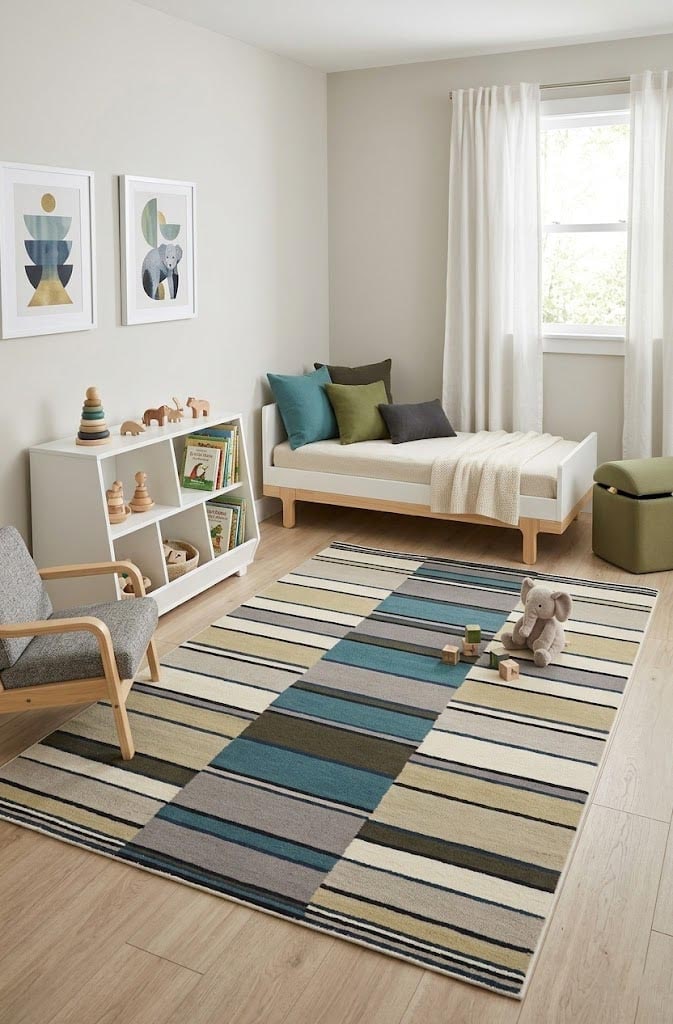 Multicolored Stripes 5X8 Hand-Tufted Modern Rug - 2