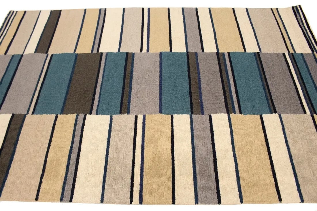 Multicolored Stripes 5X8 Hand-Tufted Modern Rug - 7