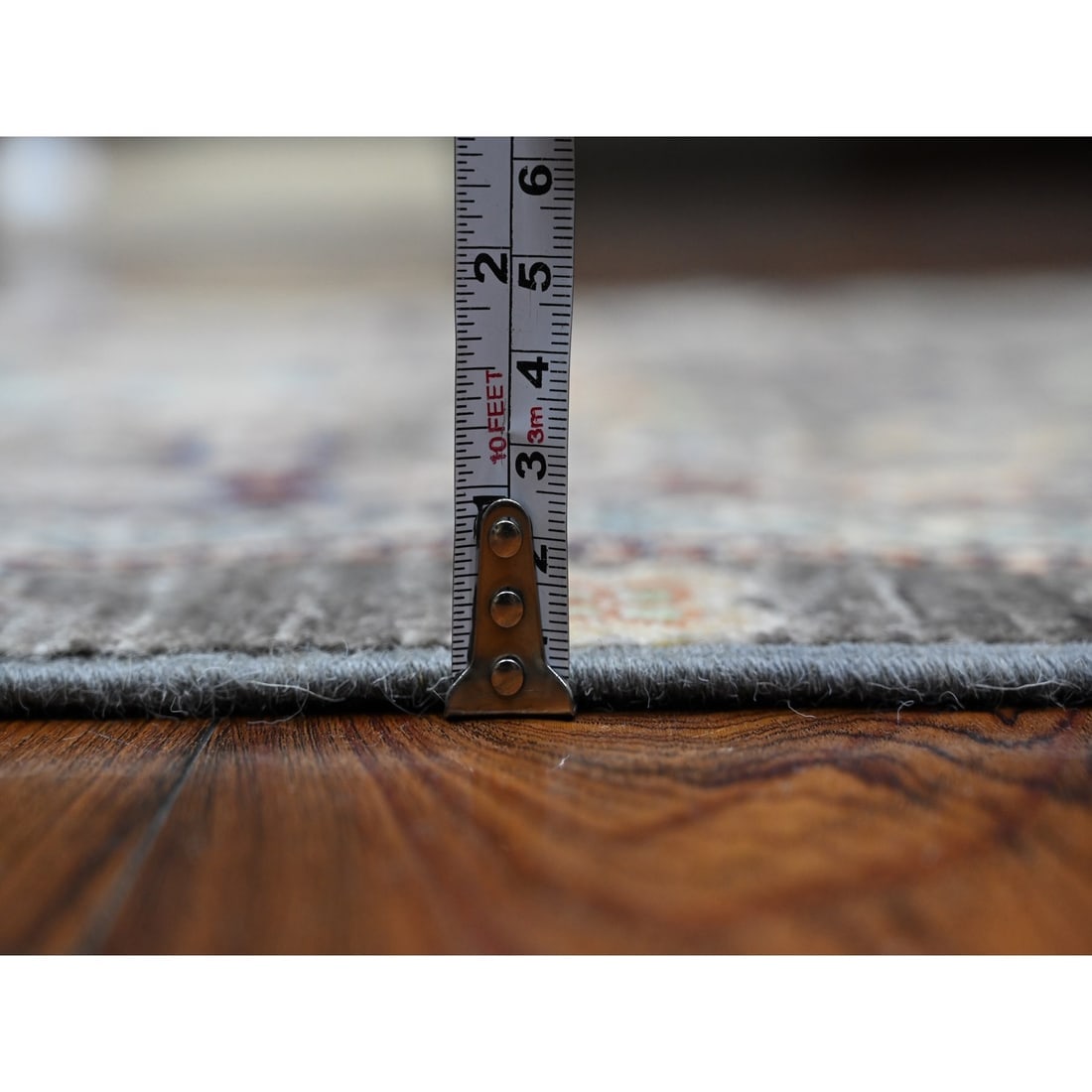Zombie Gray Fine Aryana Vegetable Dyes Shiny Wool Runner Oriental Rug - 5