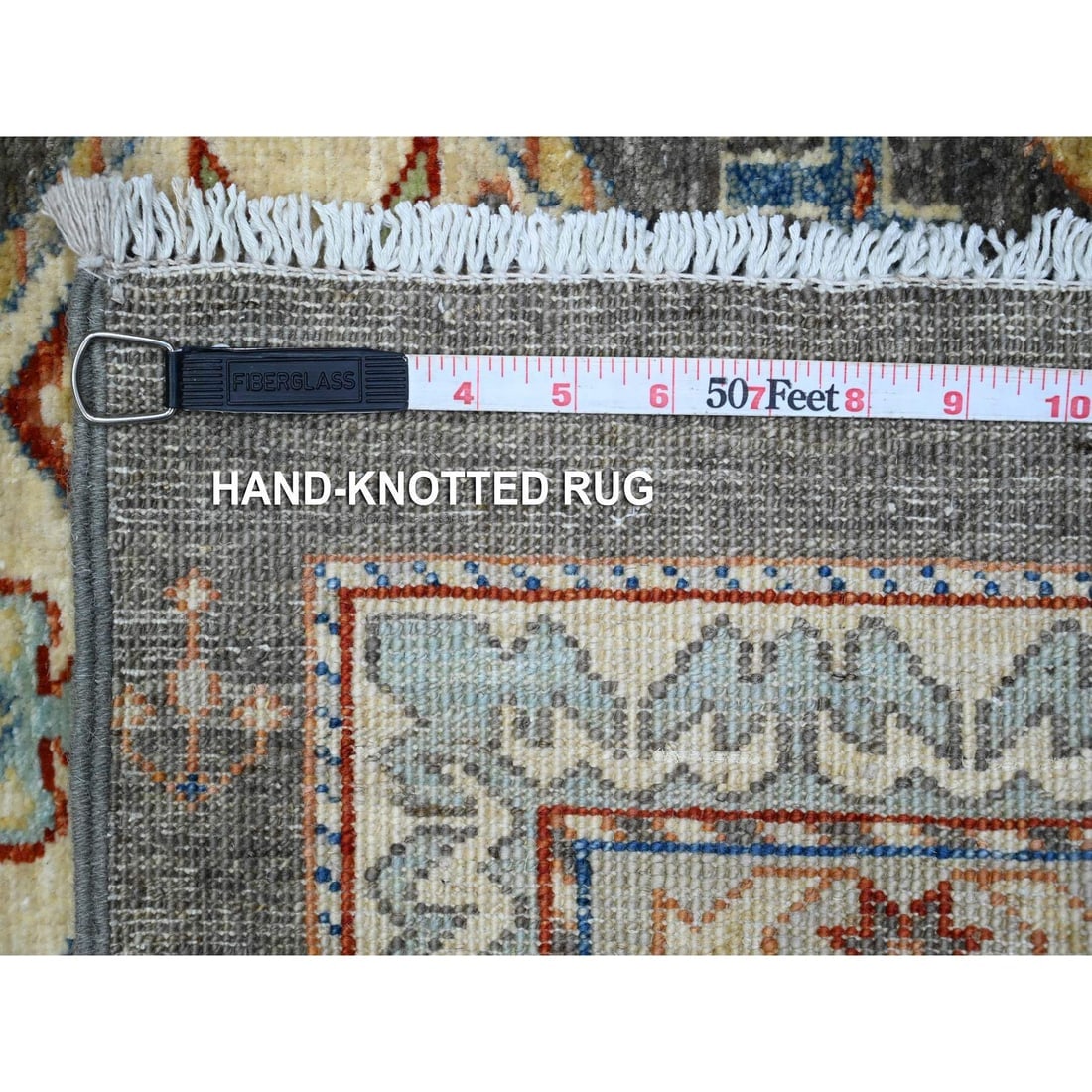 Zombie Gray Fine Aryana Vegetable Dyes Shiny Wool Runner Oriental Rug - 6