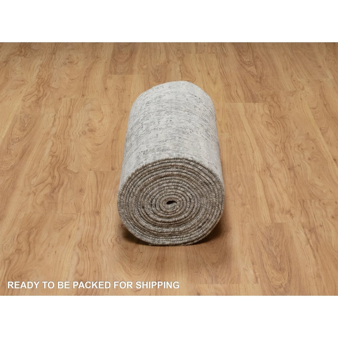 Gray, Undyed Natural Wool, Hand Knotted, Modern Design, XL Runner Rug - 6
