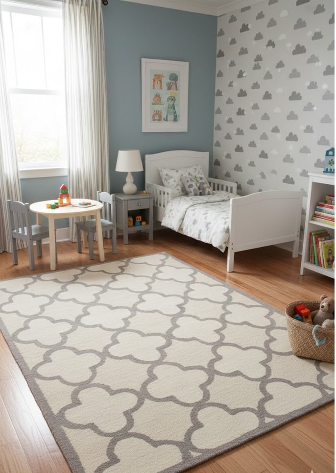 Cream and Tan Trellis 5X8 Hand-Tufted Modern Rug - 2