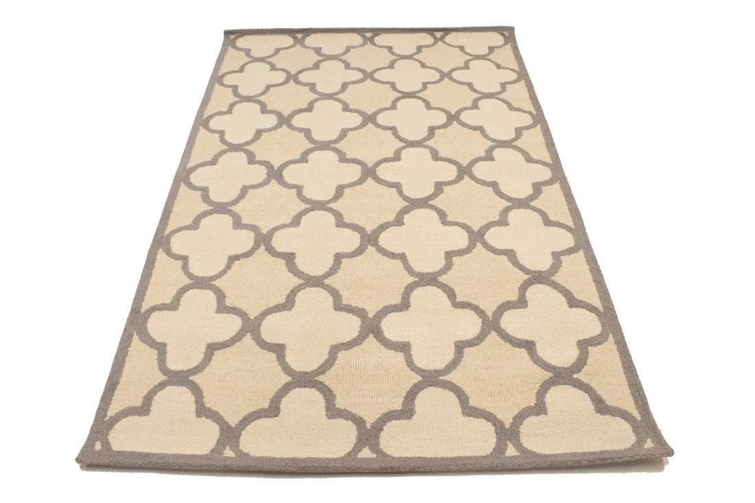 Cream and Tan Trellis 5X8 Hand-Tufted Modern Rug - 3