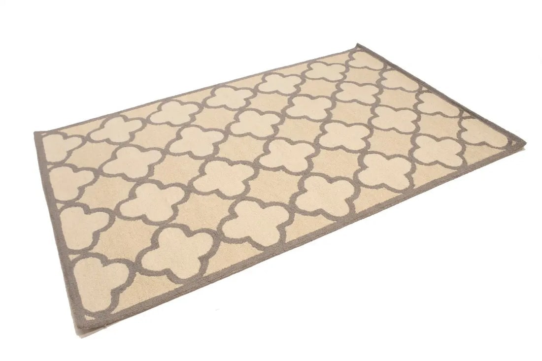 Cream and Tan Trellis 5X8 Hand-Tufted Modern Rug - 4