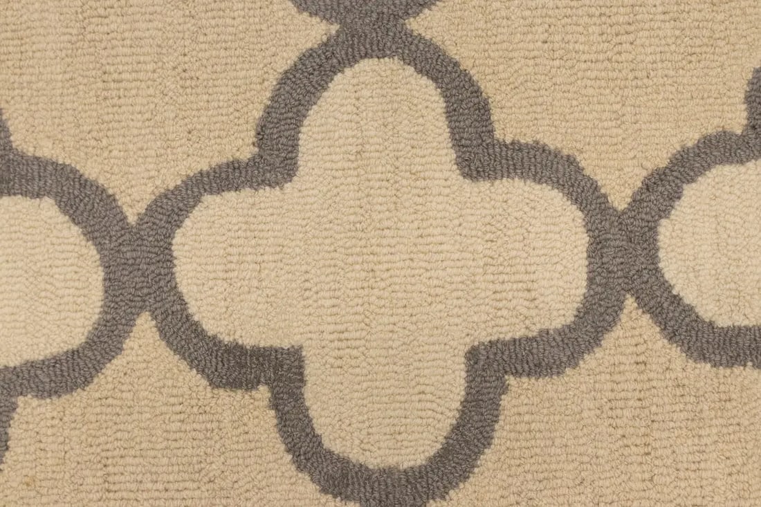 Cream and Tan Trellis 5X8 Hand-Tufted Modern Rug - 7