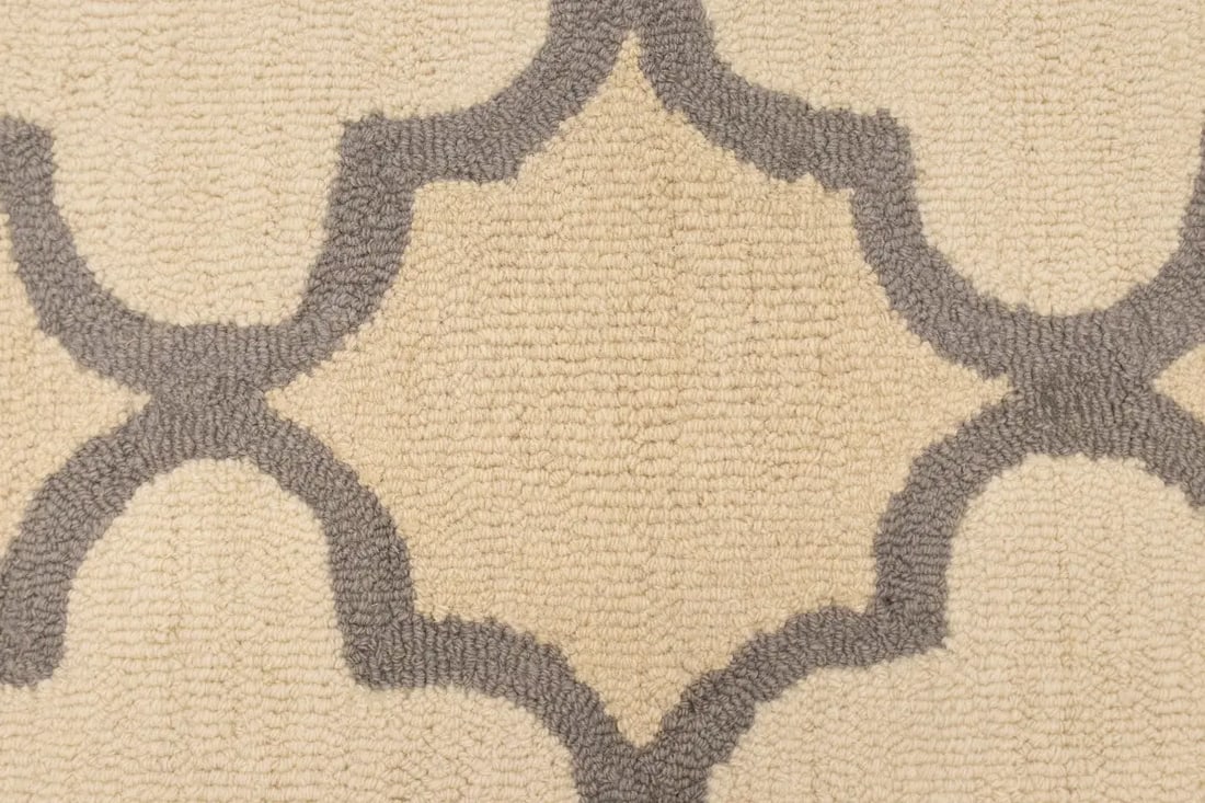 Cream and Tan Trellis 5X8 Hand-Tufted Modern Rug - 8