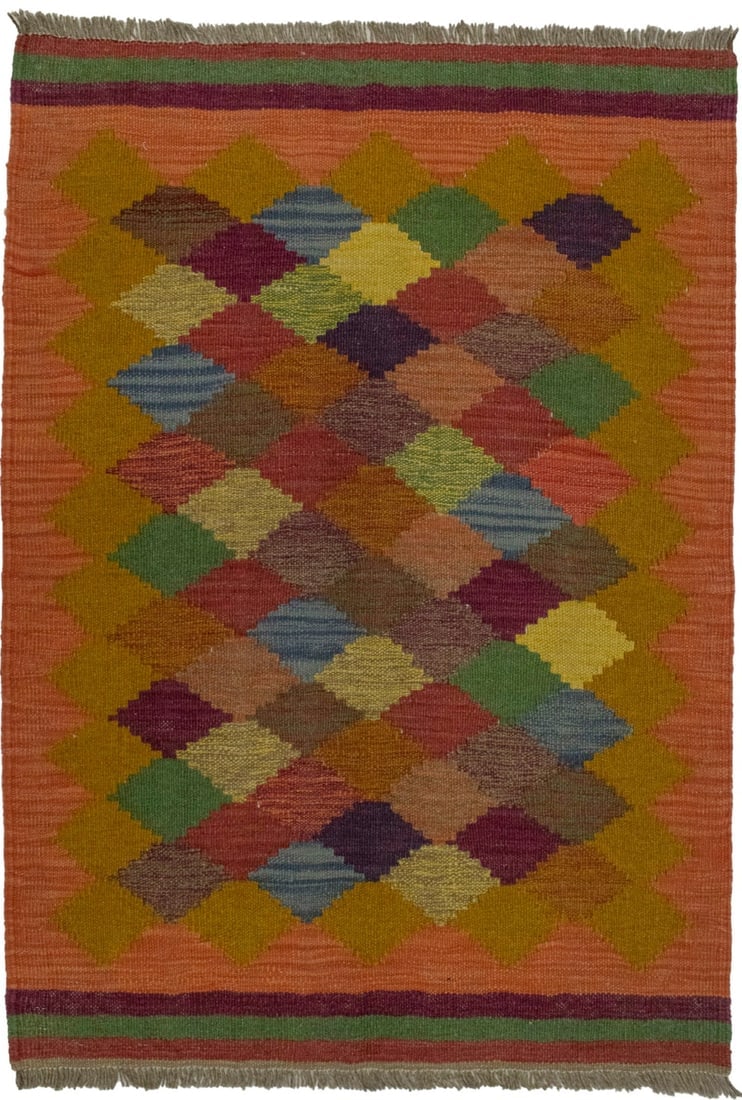 Multicolored Tribal 3X4 Kilim Persian Rug - 2