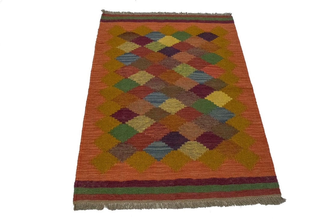 Multicolored Tribal 3X4 Kilim Persian Rug - 4