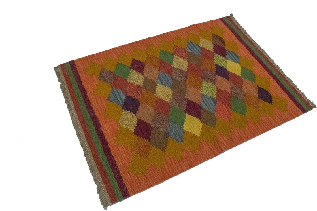 Multicolored Tribal 3X4 Kilim Persian Rug - 5