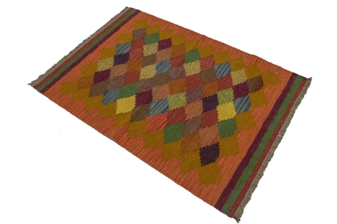Multicolored Tribal 3X4 Kilim Persian Rug - 6
