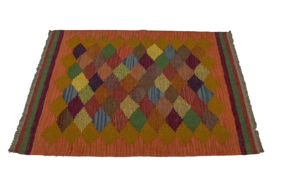 Multicolored Tribal 3X4 Kilim Persian Rug - 7
