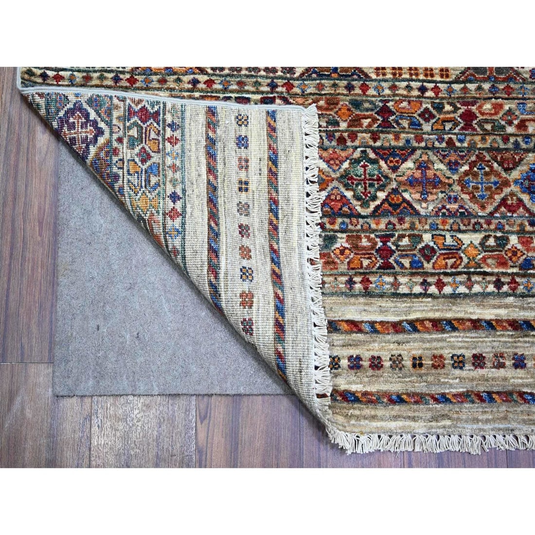 Vista White Afghan Super Kazak Wool Hand Knotted Oriental Rug - 4