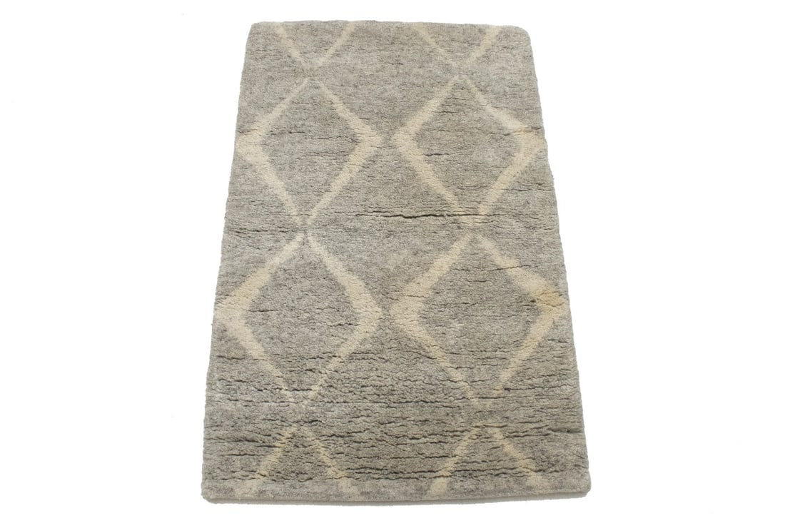 Greige Geometric Modern 2X3 Moroccan Style Oriental Rug - 3