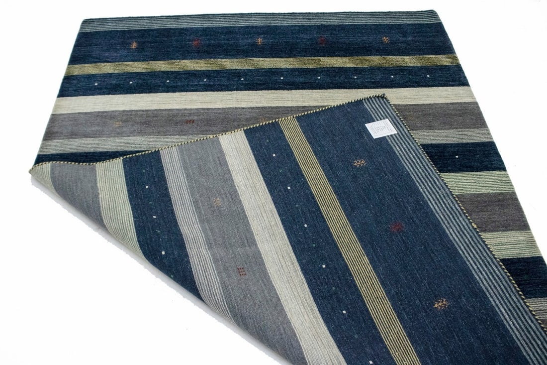 Multicolored Stripes Modern 6X8 Indo-Gabbeh Oriental Rug - 13