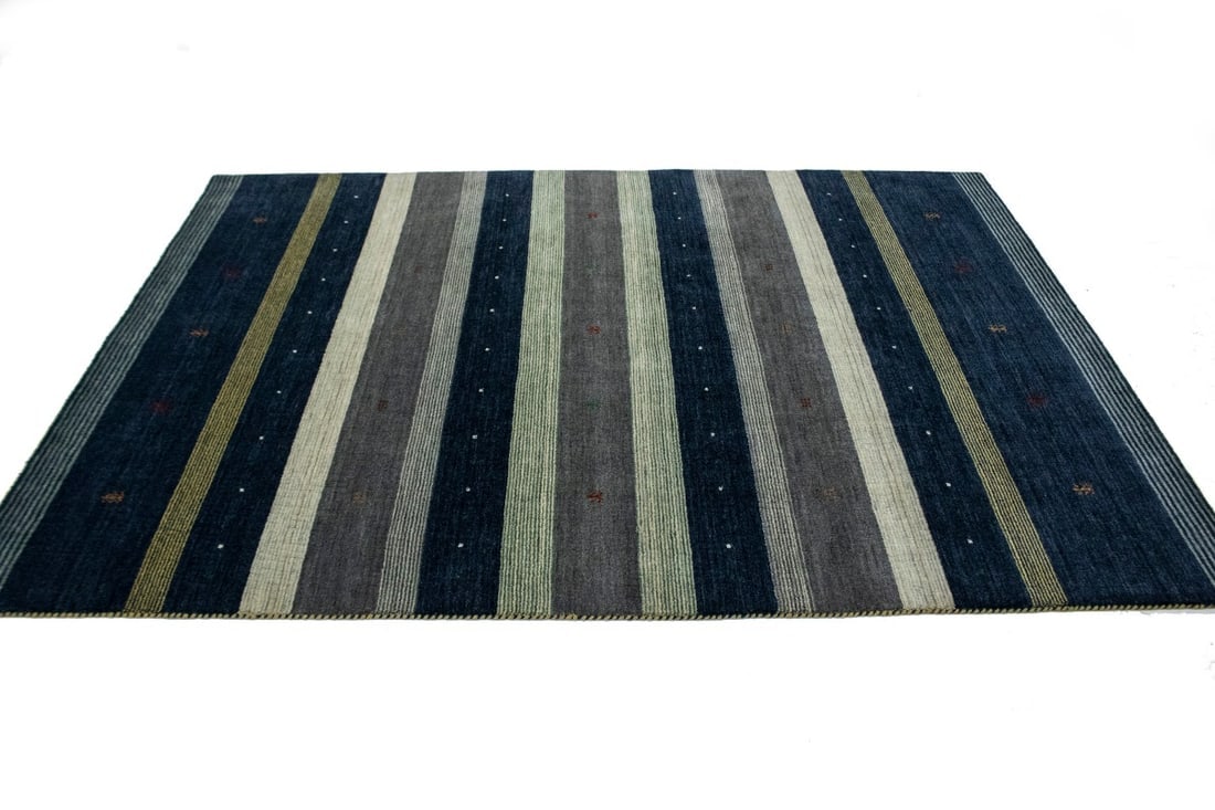 Multicolored Stripes Modern 6X8 Indo-Gabbeh Oriental Rug - 4