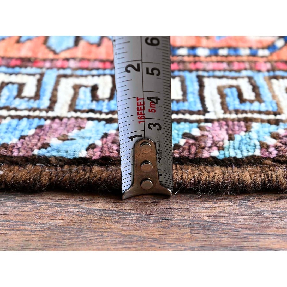 Blue Afghan Ersari with Caucasian Design Revival Hand Knotted Wool Rug - 11