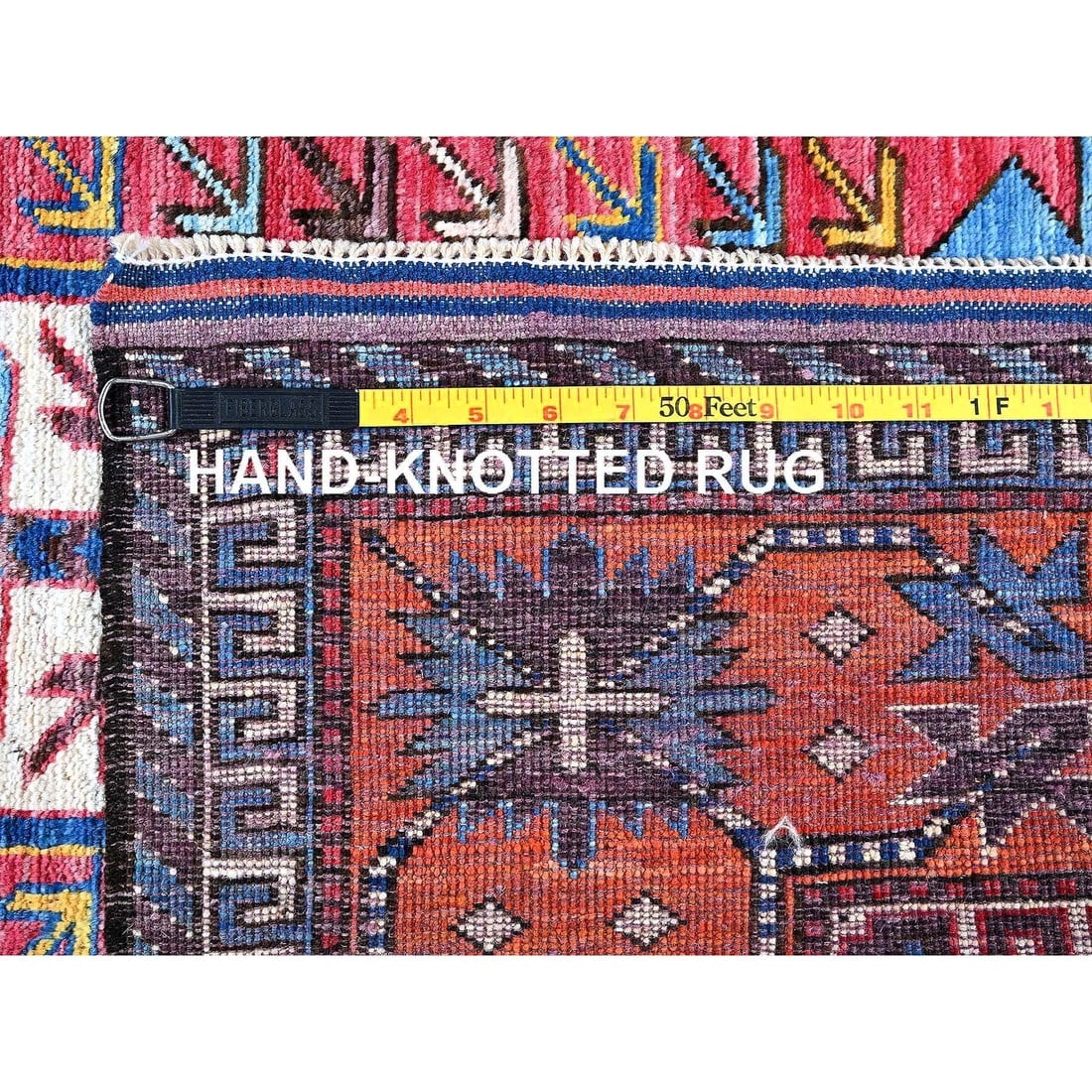 Blue Afghan Ersari with Caucasian Design Revival Hand Knotted Wool Rug - 12