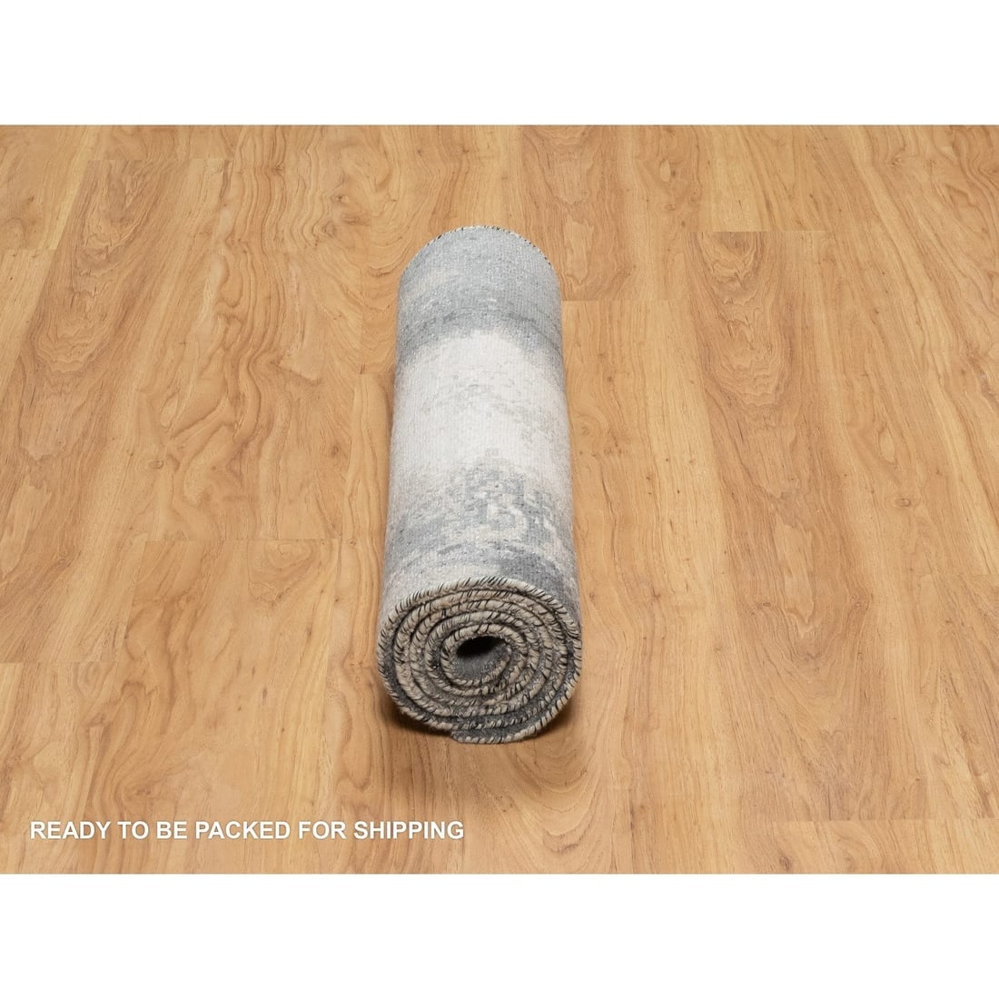 Sable Black Abstract Design Wool and Silk Hand Knotted Runner Rug - 6