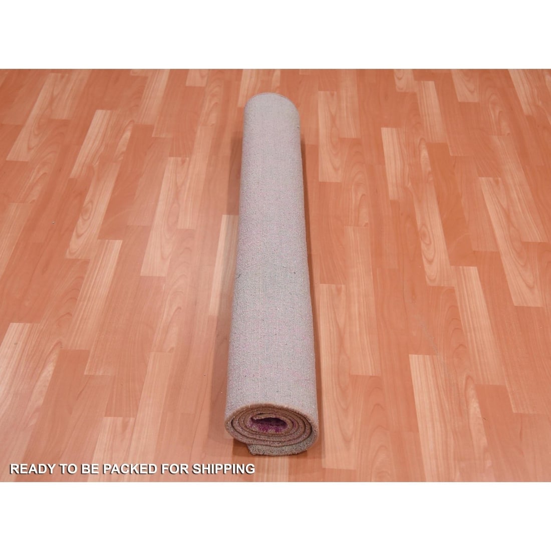 Natural Wool Pink Vertical Ombre Design Hand Knotted Oriental Rug - 5