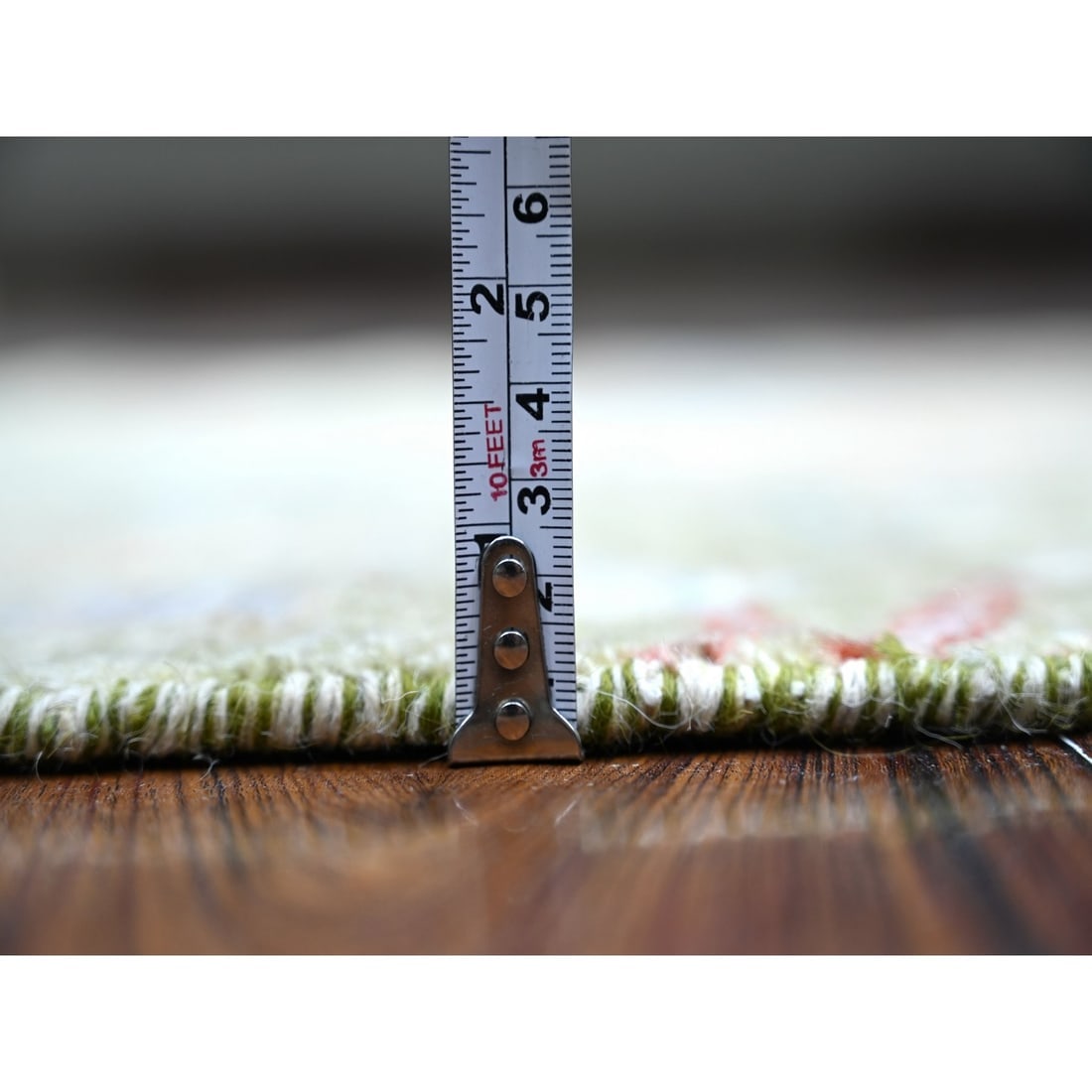 Reseda Green Pure Wool Hand Knotted Afghan Peshawar Oriental Rug - 5