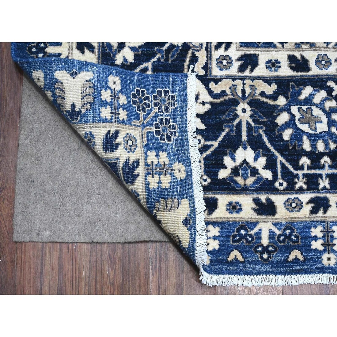 Blue Yonder Soft Wool Fine Peshawar With Mahal Design Oriental Rug - 5