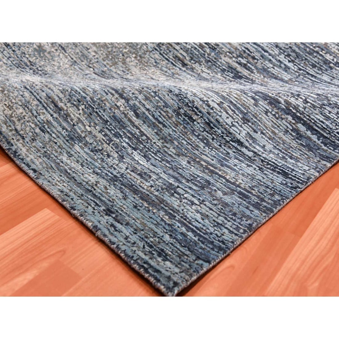 Blue Oceanic Pure Silk and Wool Hand Knotted Oriental Oversized Rug - 7