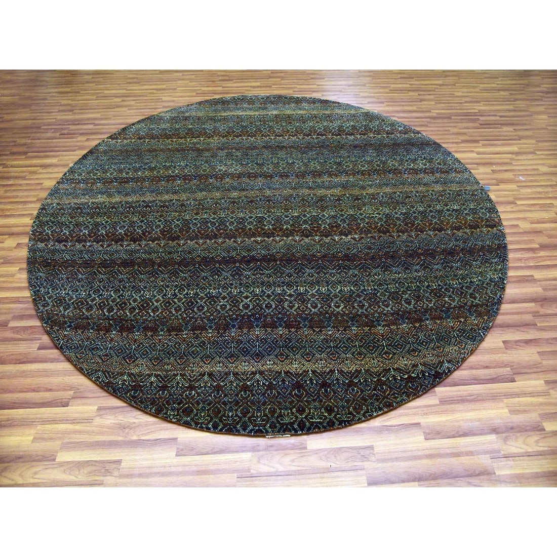 Rust Brown, Hand Knotted, Kohinoor Herat Design 100% Wool Round Rug - 2