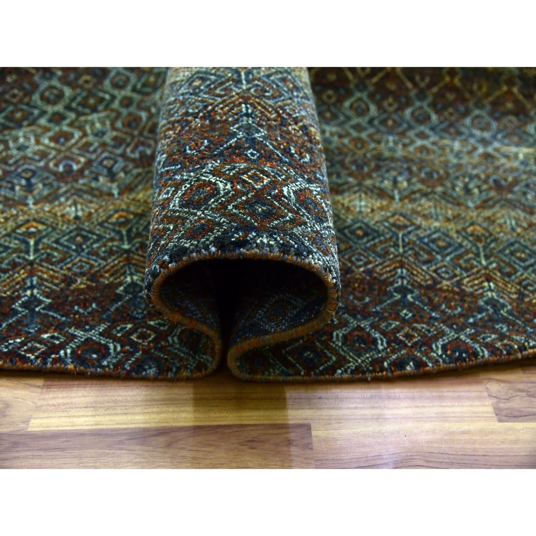 Rust Brown, Hand Knotted, Kohinoor Herat Design 100% Wool Round Rug - 5