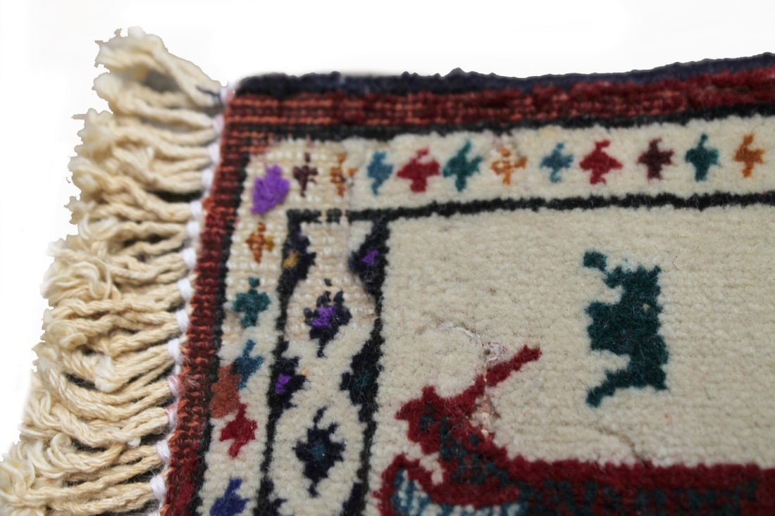 Ivory Tribal 1X1 Balouch Persian Square Rug - 7