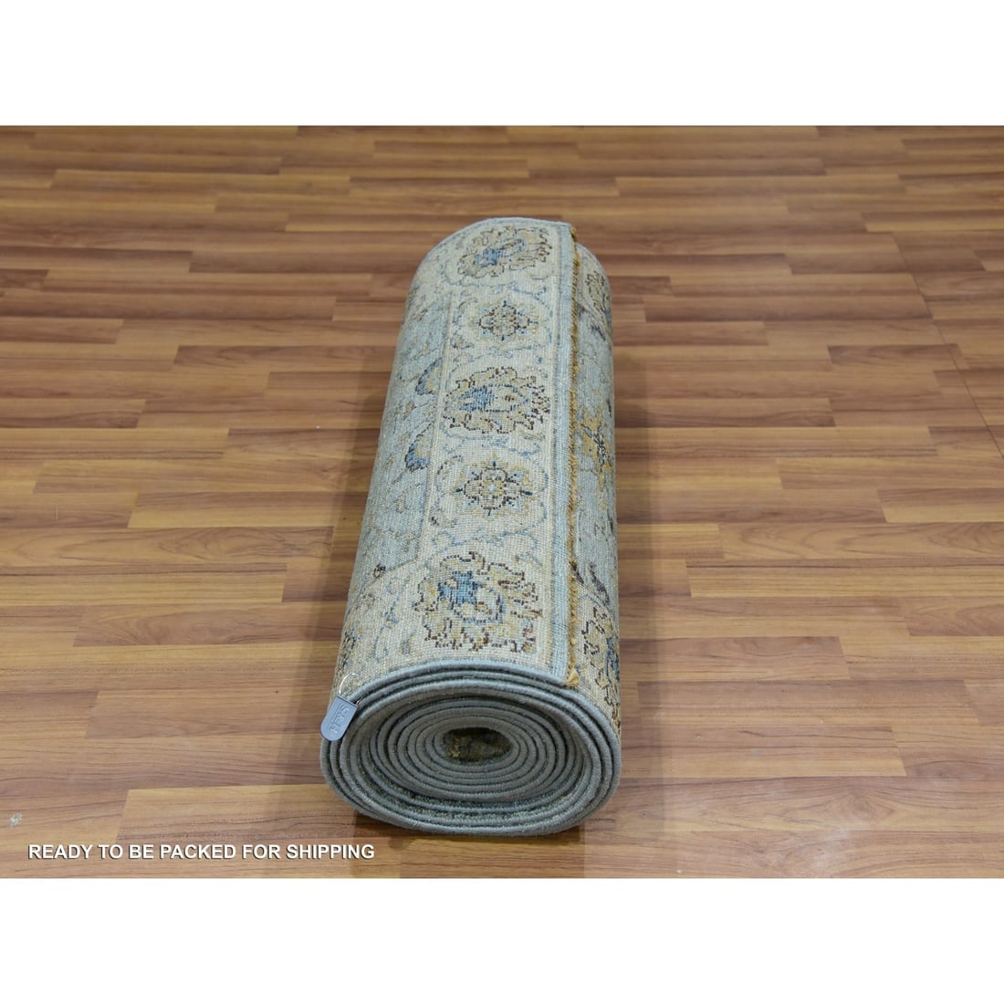 Iced Aqua Blue Wool Hand Knotted Shah Abbas Design XL Runner Rug - 5