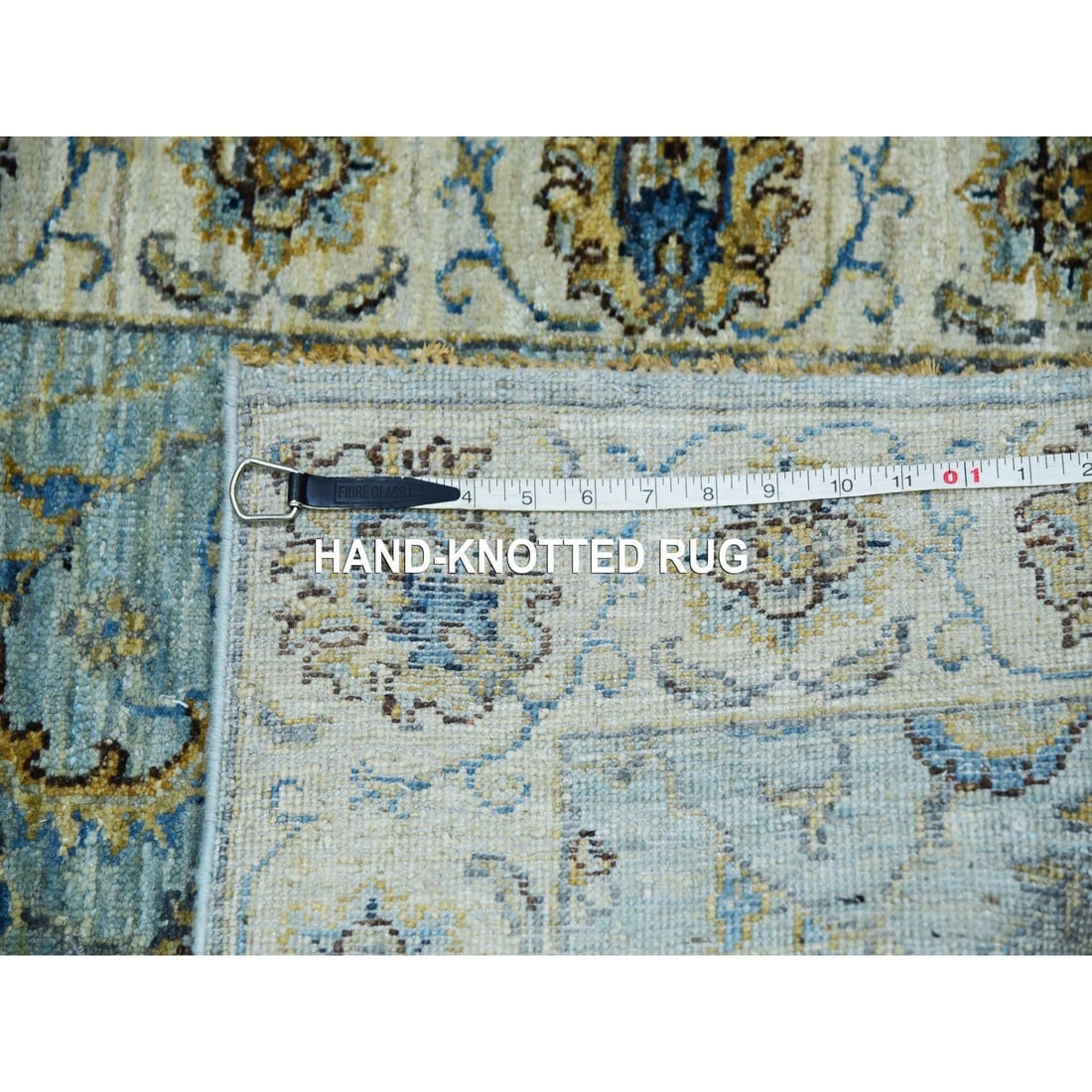 Iced Aqua Blue Wool Hand Knotted Shah Abbas Design XL Runner Rug - 7