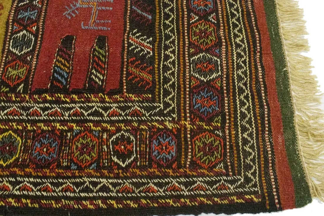 Golden Beige Tribal 3X6 Sumak Herati Persian Rug - 10