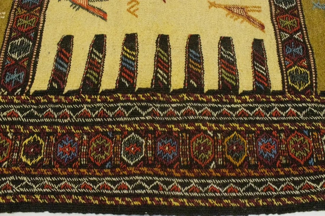 Golden Beige Tribal 3X6 Sumak Herati Persian Rug - 12