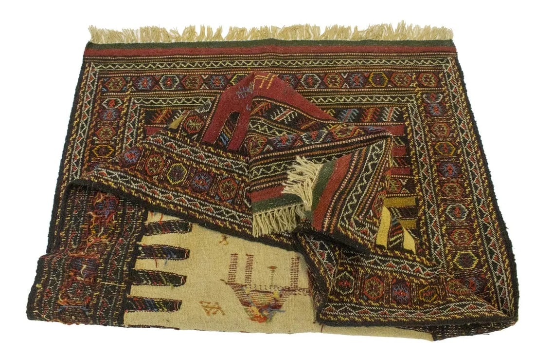 Golden Beige Tribal 3X6 Sumak Herati Persian Rug - 15
