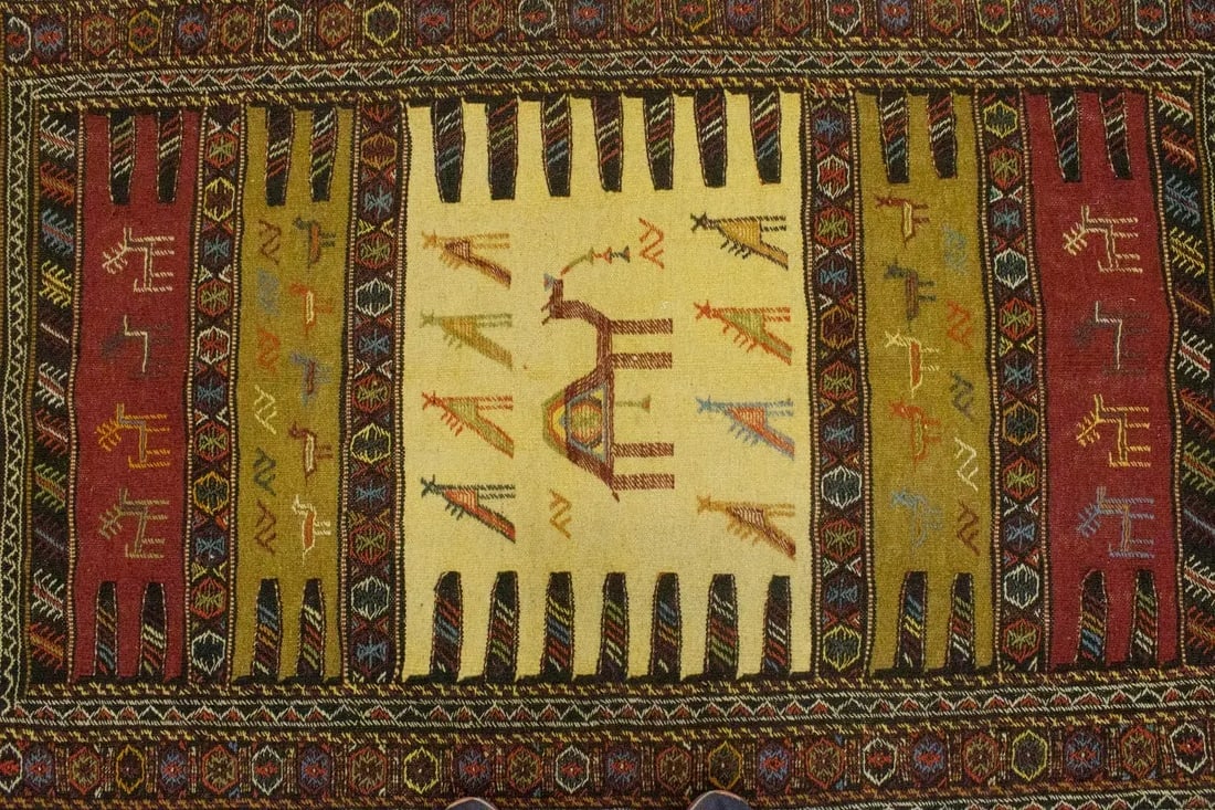 Golden Beige Tribal 3X6 Sumak Herati Persian Rug - 7