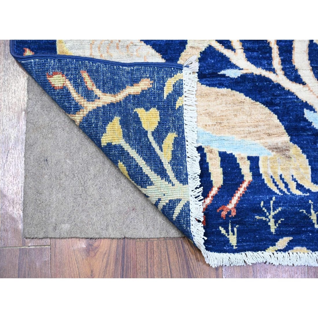 Chelsea Blue Wool Hand Knotted Afghan Peshawar Runner Oriental Rug - 2