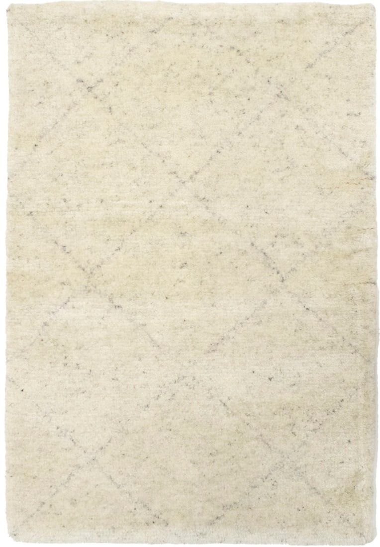 Beige Geometric Modern 2X3 Moroccan Style Oriental Rug: Title: Beige Geometric Modern 2X3 Moroccan Style Oriental Rug Description:Handmade 2X3 beige Oriental rug made with vegetable dyes (fine wool pile and cotton foundation), superior knot count, and