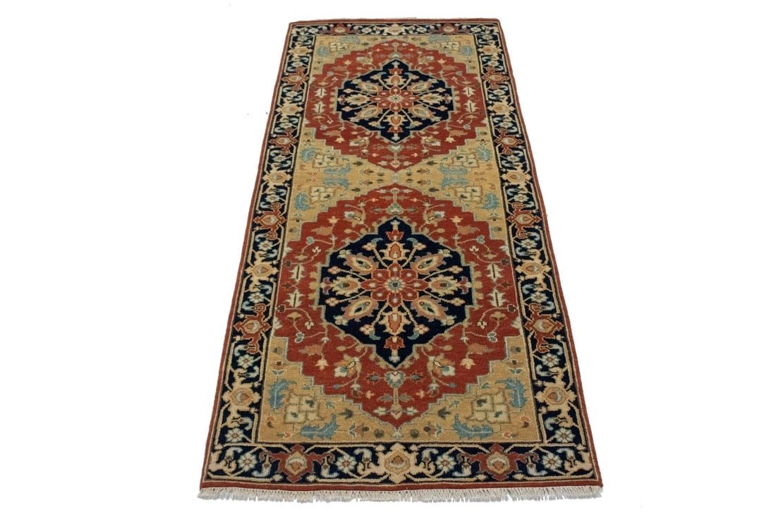 Rust Floral Tribal 4X10 Heriz Serapi Oriental Runner Rug - 16