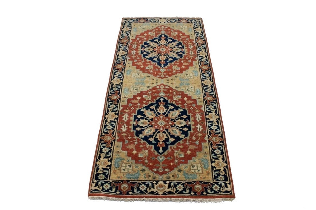 Rust Floral Tribal 4X10 Heriz Serapi Oriental Runner Rug - 3
