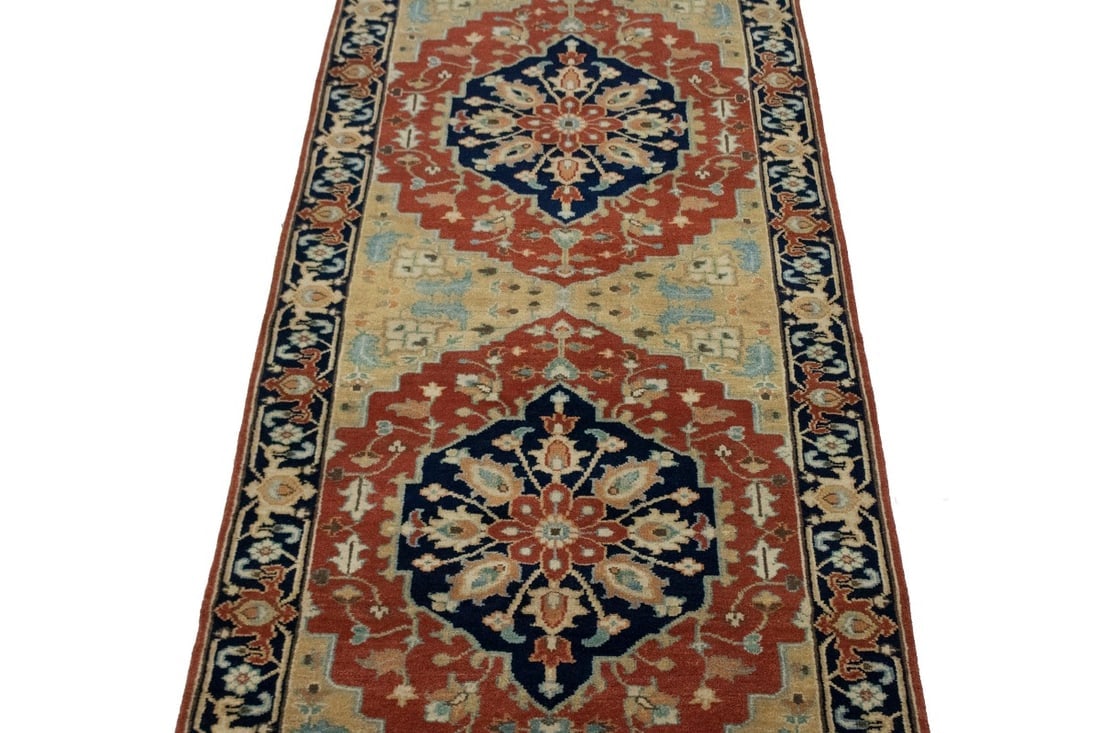 Rust Floral Tribal 4X10 Heriz Serapi Oriental Runner Rug - 4