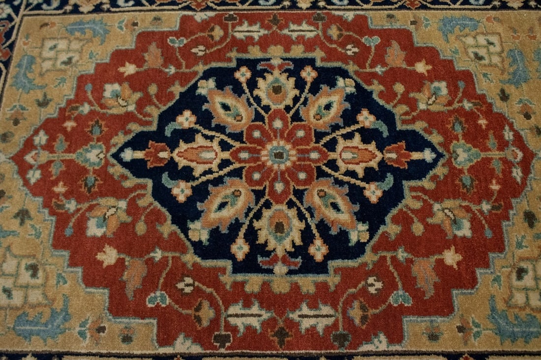 Rust Floral Tribal 4X10 Heriz Serapi Oriental Runner Rug - 6