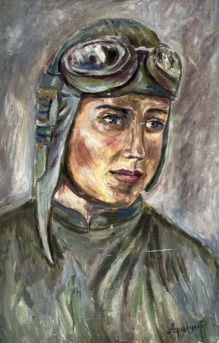 Oil painting Portrait of a female pilot Konstantin Artseulov - 3