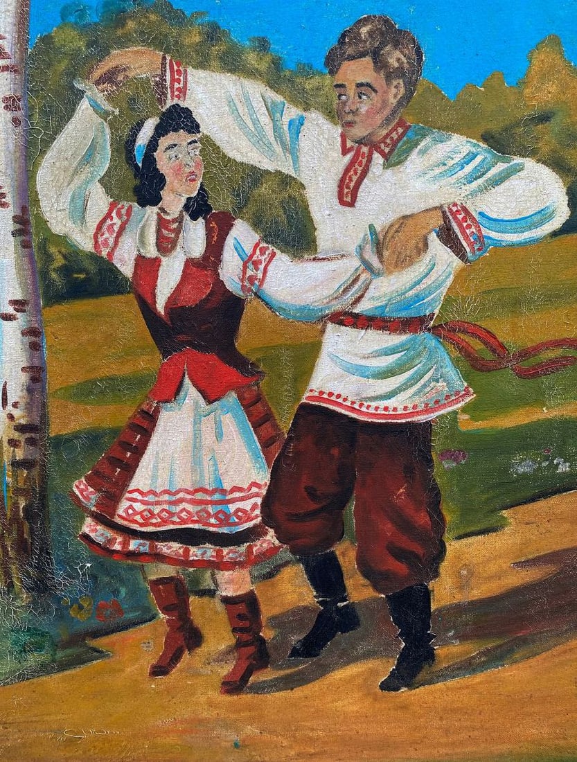 Oil painting Dancing young couple Unknown artist - 3