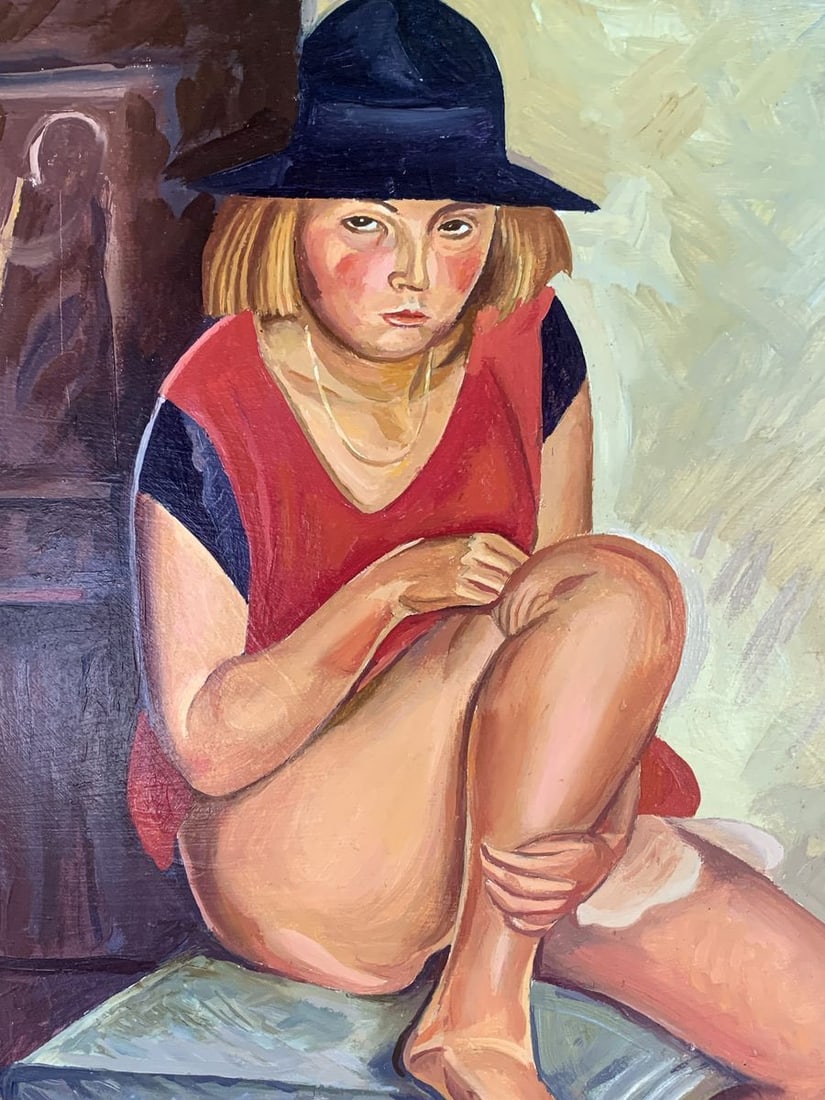 Oil painting Girl in a red dress (based on Boris Grigoriev) Victor Konotopsky - 2