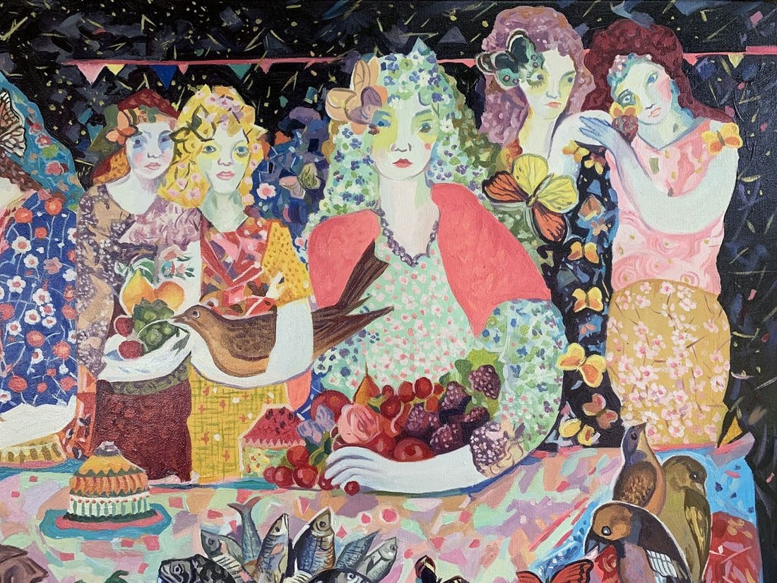 Oil painting Girls at the table (based on Maria Berrio) V. Konotopsky - 2