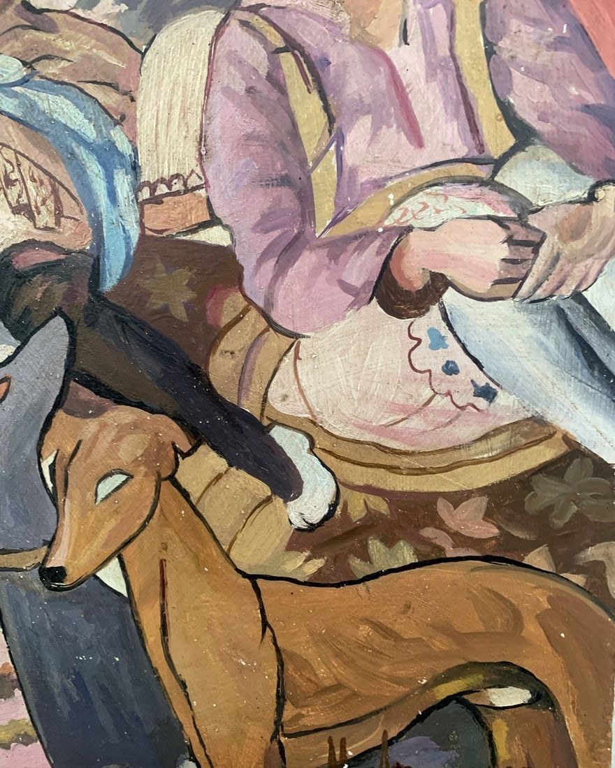 Abstract oil painting Picnic (based on Mikhail Larionov) V. Konotopsky - 3