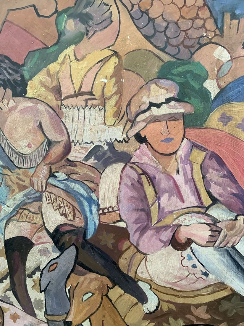 Abstract oil painting Picnic (based on Mikhail Larionov) V. Konotopsky - 5